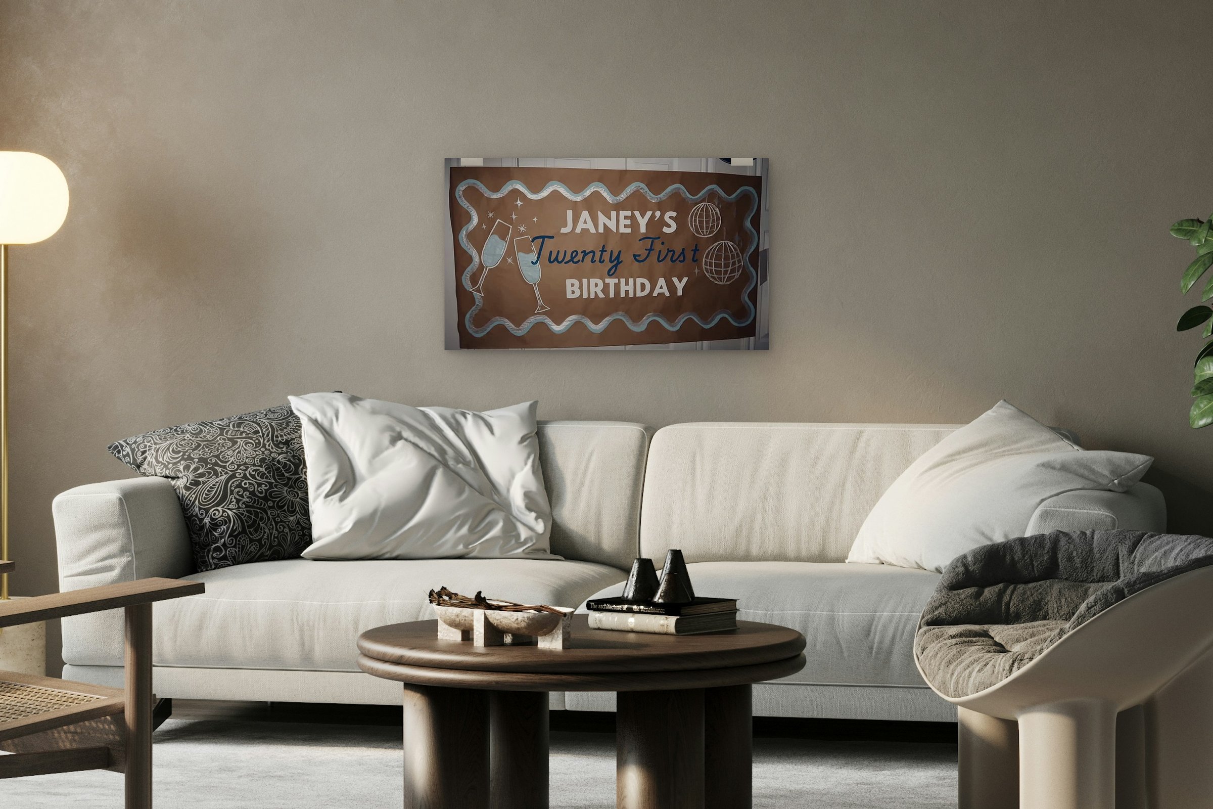 Champagne & Sparkle hung on a gallery wall