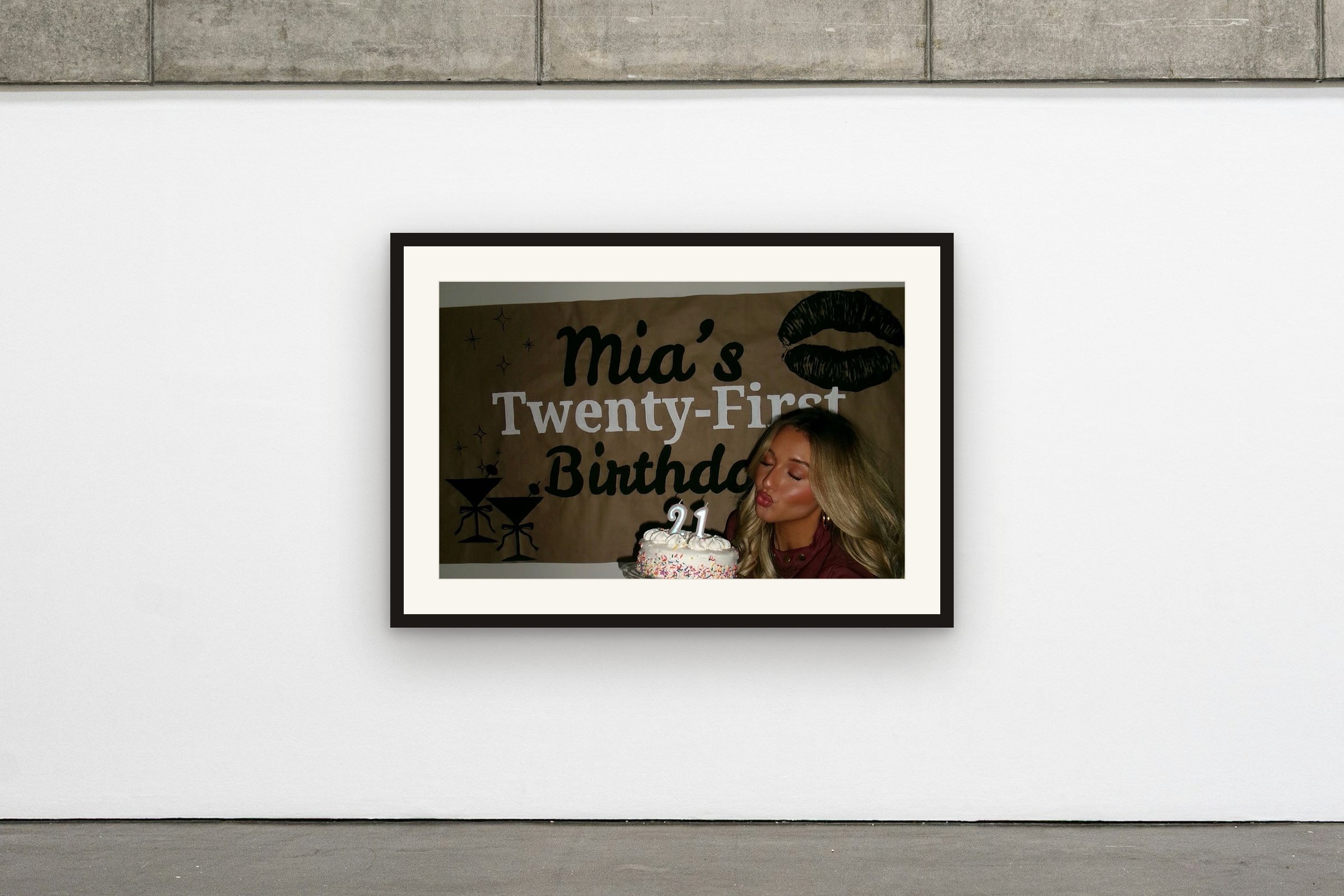 Mia's Twenty-First hung on a gallery wall