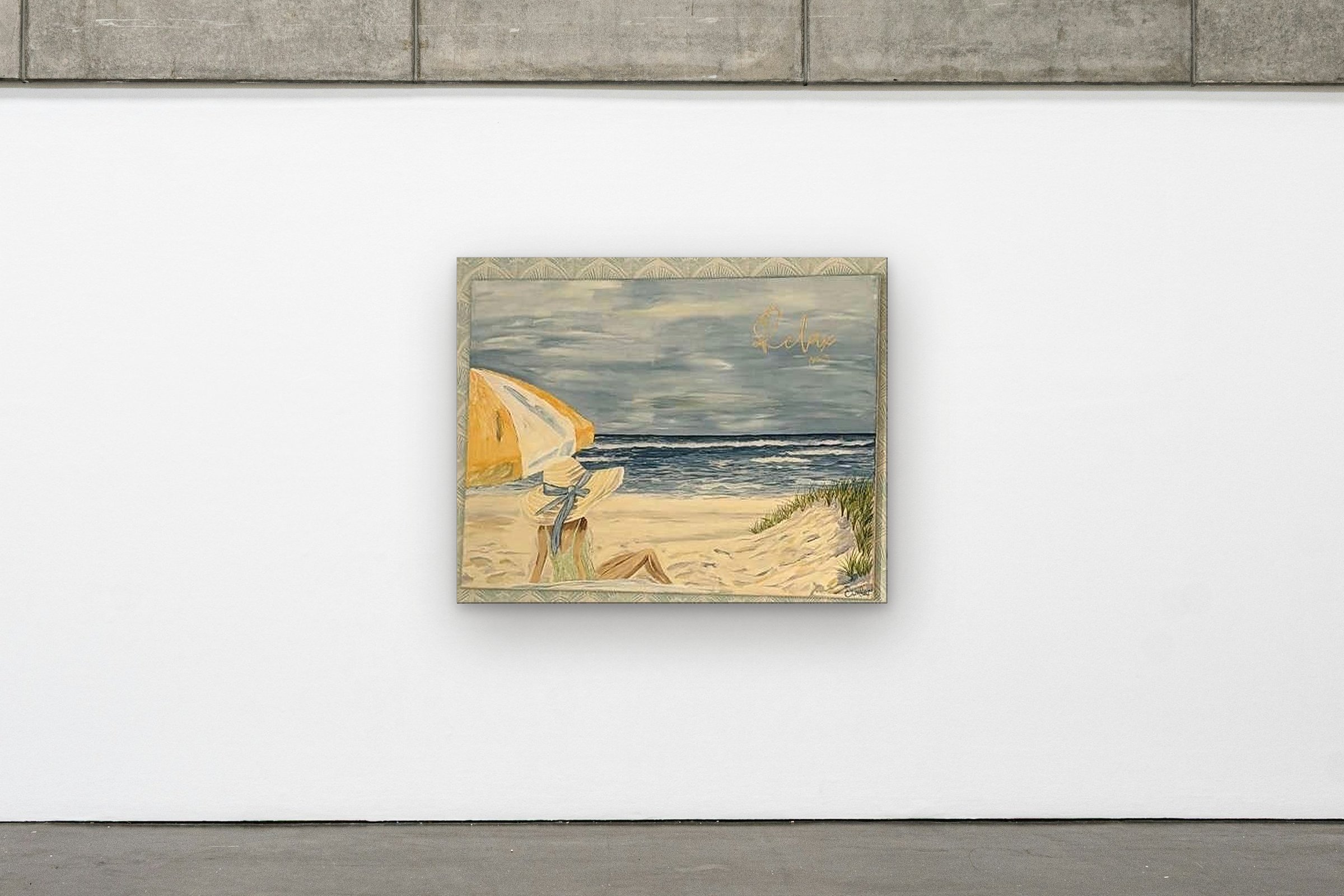 Seaside Umbrella hung on a gallery wall
